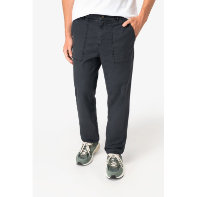 Eco-friendly men's washed effect utility trousers
